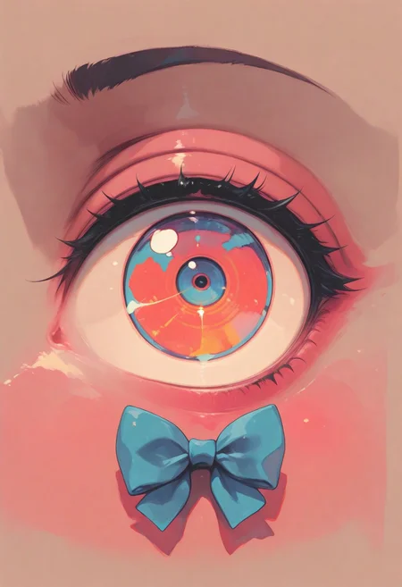 1 girl , solo , fish eye , silly , close up , uniform , ribbon bowtie ,
masterpiece, best quality ,amazing quality ,S4bit4mago_illu , xxx667_illu ,Protoneon , in the style of Jeda, vibrant colors,