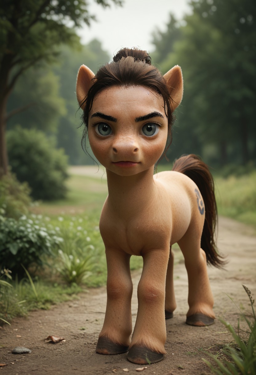 score_9, score_8_up, score_7_up Abigail Roberts pony in the wild west looking at viewer outside as a ((pony))