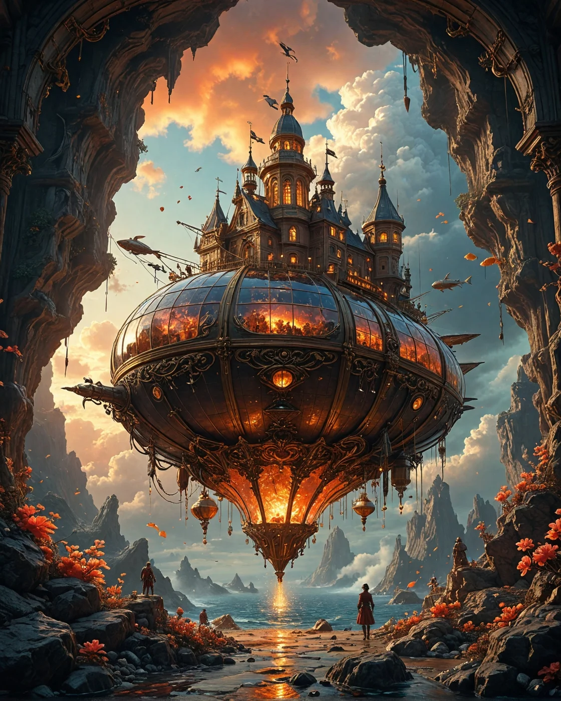 Airships from stained glass shards, Shuten Dōji, living coral laboratory with,
plasma-tube filaments, Rococo bronze arabesques, organic-membrane pathways in, underground-lava caverns, Elemental Fusion lava/ice hybrids style, honeyed light refracting through twilight clouds,
<lora:tbh124-sdxl:0.15> style of Jean-Antoine Watteau,
<lora:tbh129-sdxl:0.15> style of Michael Cheval,
<lora:Sinozick:0.15>,
<lora:add-detail-xl:0.7>,
<lora:aidmaMJ6.1_v0.5_2:0.3> aidmamj6.1,
<lora:Flux-XL_Scenery:0.15> flux-scenery,
<lora:Flux-style-xl-lora:0.15> flux-style,
8K resolution, ultra-detailed cinematic composition, contemporary concept art style, volumetric magical atmosphere with ethereal glow, rich complementary color palette, vivid gradients and chiaroscuro contrast, dynamic perspective with layered depth of field, inspiring awe-inspiring mood, Unreal Engine 5 render quality, intricate textures, flawless anatomy, rule of thirds composition, luminous highlights, surreal ambiance, award-winning illustration, harmonious balance of light and shadow, photorealistic details, ArtStation trending, chromatic accents, nostalgic futurism, dreamlike serenity, bold creativity, professional finish, sharp focus, ambient background, fascinating dynamic motion,, Baroque art style, dynamic composition, dramatic lighting, rich colors, intricate details, professional-grade execution, captures the grandeur and theatricality of the Baroque period