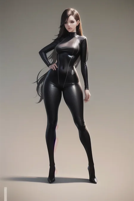 best quality, 8k, sharp focus, (character sheet, reference, concept drawing), medium shot, indefectible, flawless, masterpiece, digital art, illustration, trending artstation, hot, seductive, alluring, handsome, elegant, fascinating, exquisite, sublime, bewitching, charming, cute, hourglass slim figure (one:1.6 young woman) wears tight full body flysuit with (open sholders:1.4), by Jordan Grimmer and Greg Rutkowski