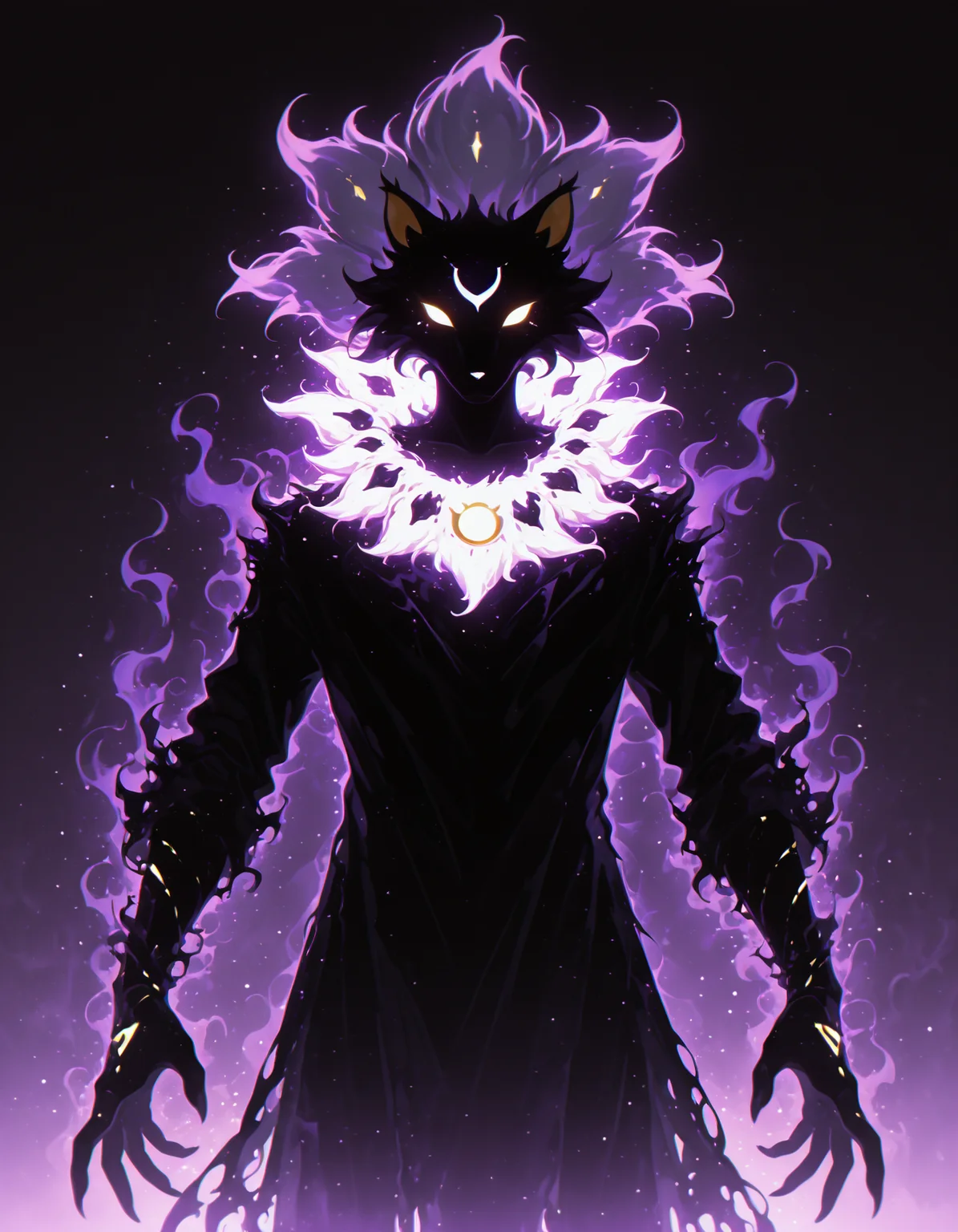 <lora:Shadows_v2_Buns:0.7> sh4d0w, black silhouette, purple aura, glowing, solo, Solgaleo, masterpiece, best quality, amazing quality