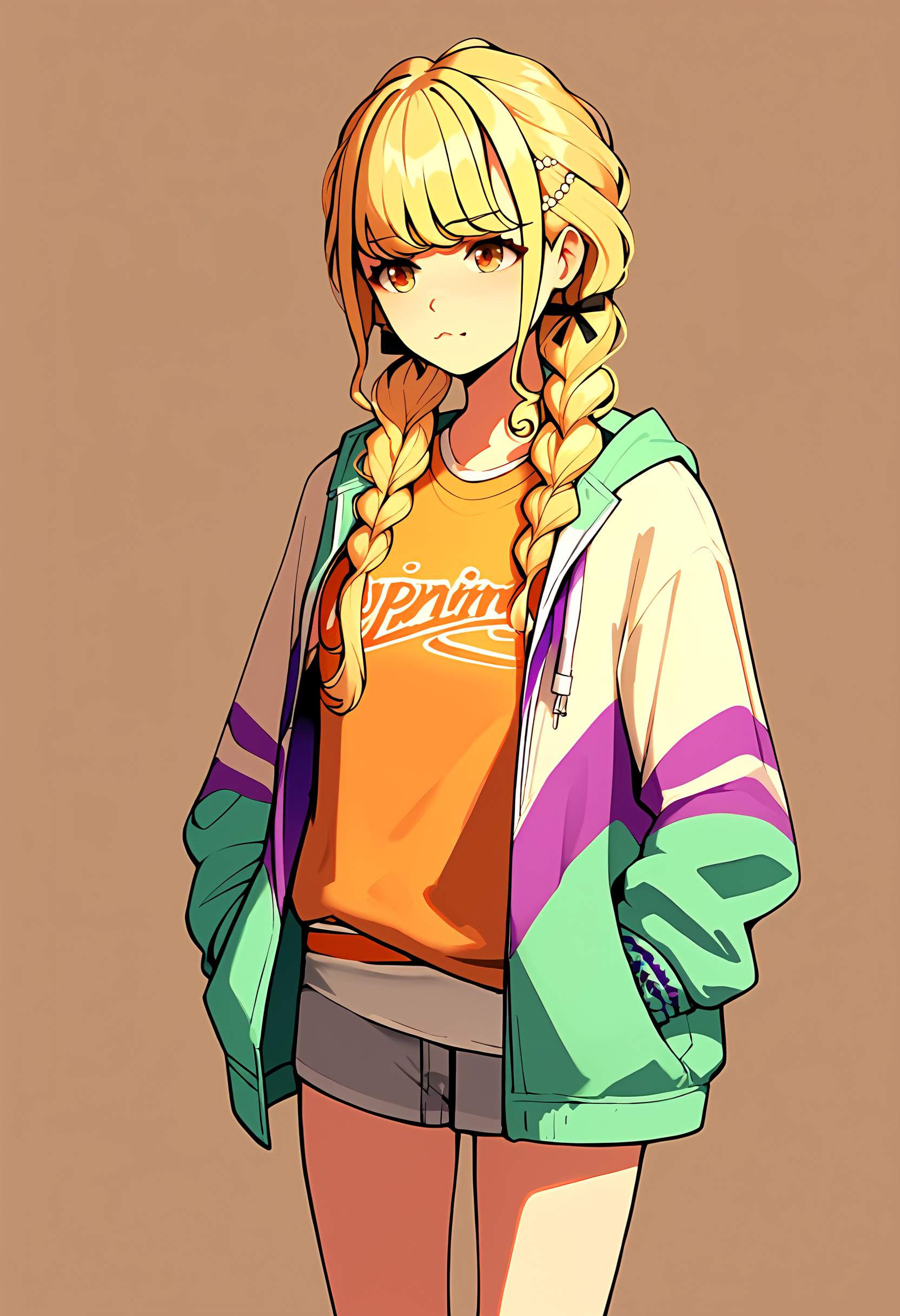 (score_9, score_8_up, score_7_up), 1girl, fujita kotone, open hoodie, cowboy shot, simple background, <lora:gakuen-imPO-v2e-000008:0.9>