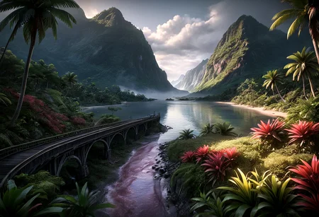 (Midnight, long focal length), visiosomni A beautiful island located in the south pacific. A large mountain rises from the center of the island with rich (gold:red:purple) vegetation. The beauty of the island with the mountain is awe inspiring. It's a lovely, clear night with the stars and moon in view. Photo-realistic, eldoria, masterpiece, 2000s vintage RAW photo, photorealistic, film grain, candid camera, color graded cinematic, sharp focus, highly detailed, high quality, digital intricate details, light reflection, trending on artstation, sharp focus, photo-realistic, hyper-realism, In the eldoria style, no humans, donmn1gh7xl, donm3v1lm4dn355xl, hkevil, tbh295
(embedding:ziprealism-SDXL)