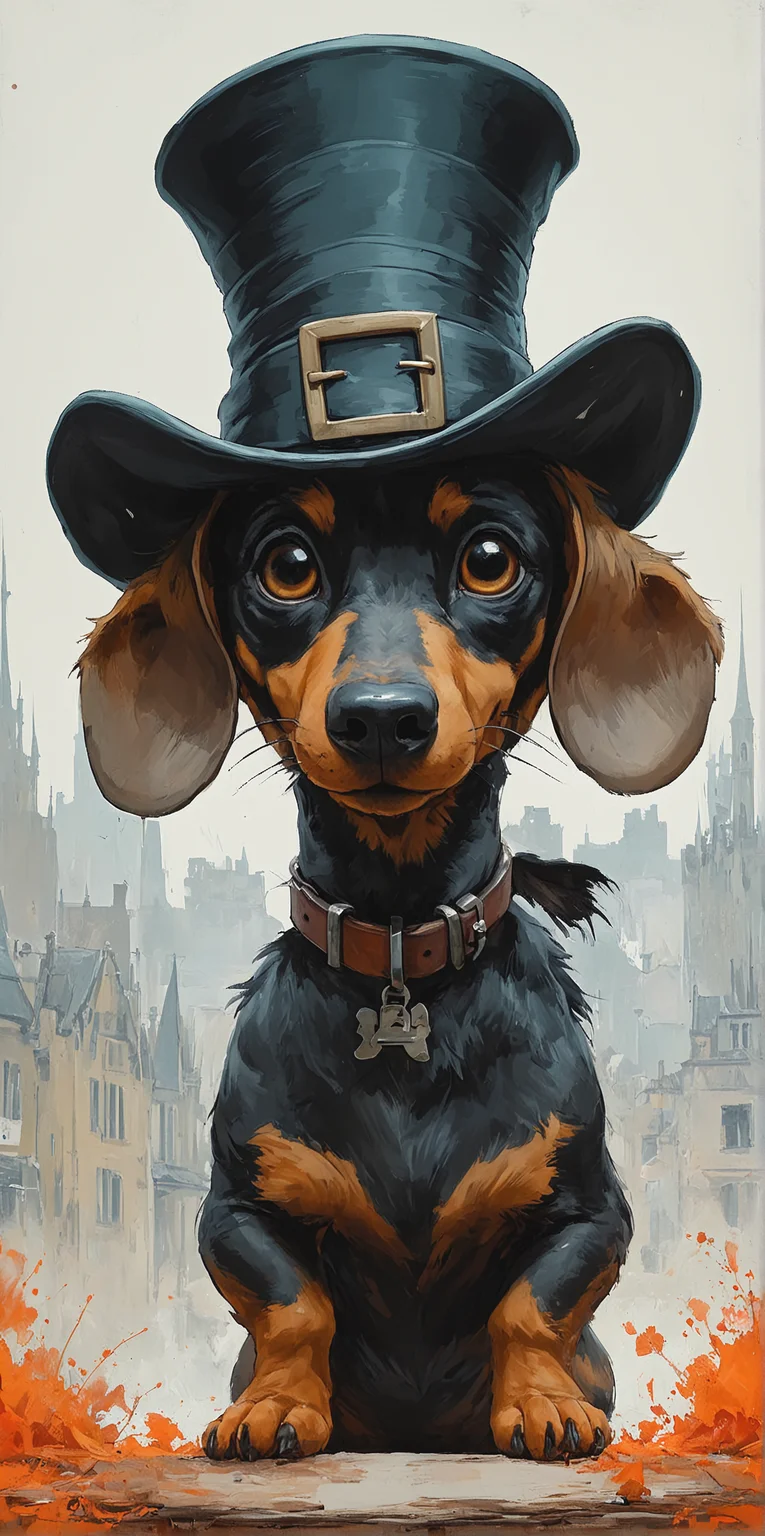 dachshund-anthro Tim Burton's character in the city