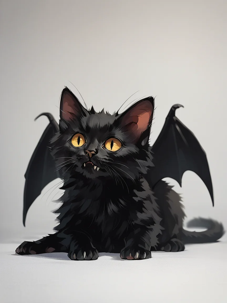 score_9, score_8_up, score_7_up, score_6_up, score_5_up, <lora:catbatXLP:1> catbat, no humans, animal focus, black cat, bat wings, cartoon