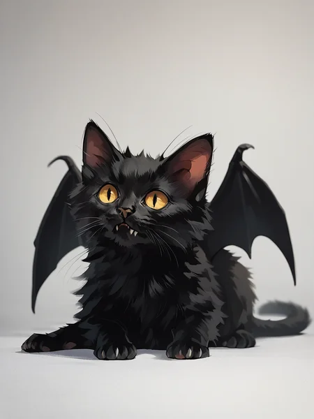 score_9, score_8_up, score_7_up, score_6_up, score_5_up, <lora:catbatXLP:1> catbat, no humans, animal focus, black cat, bat wings, cartoon