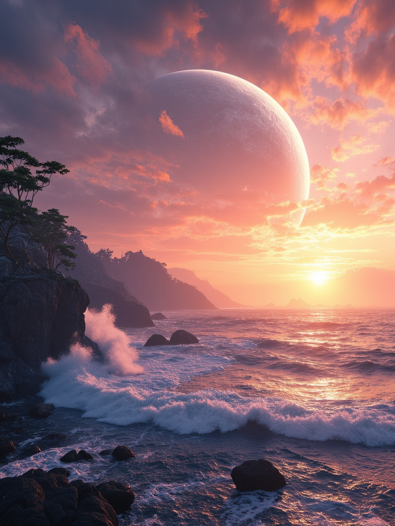 <lora:Space_Worlds_01__Poetic_flux_beta:1> sw01p_flux, beautiful landspace, waves, planet, sunset,