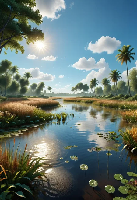 4k wallpaper, full realistic, extremely detailed, best quality, realistic, sidelighting, high resolution, 64k,  , wetland, wind, wind lift <lora:Dreamyvibes artstyle SDXL - Trigger with dreamyvibes artstyle:0.6> <lora:filmicVibesXL_v1.1:0.8>, <lora:ral-anmwrlds-sdxl:0.15>, , <lora:dvr-stnd:0.4>,  <lora:sdxl_offset_example_v10:0.45>,  <lora:detailed_notrigger:0.65>,  <lora:CelestialPunkAIp:0.45>