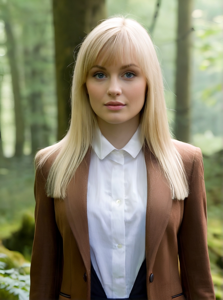 Photo of Sylvia Myren, girl wearing a wooden suit, posing in a misty eldritch forest, castle ruins in woods, <lora:PerfectEyesXL:0.5>, (detailed, ultra-detailed body:1.1),best quality,photo-realistic,highly detailed,absurdres,cinematic lighting,hyper-realistic,sharp focus,32k resolution,detailxl,SimplePositiveXLv2,