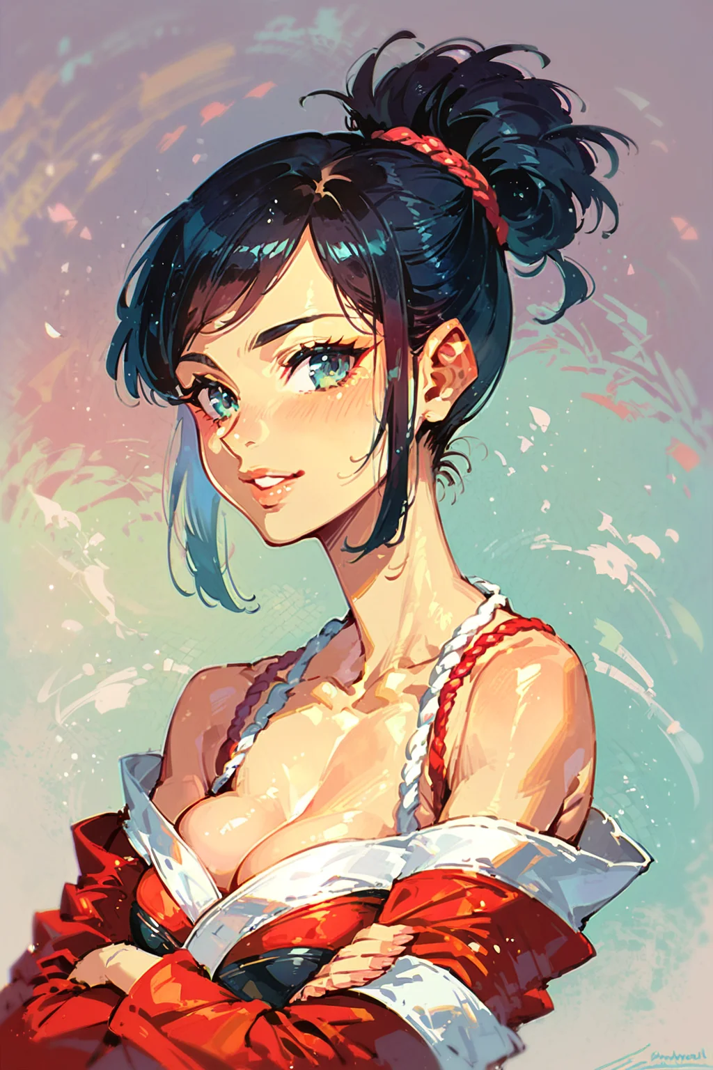 score_9, score_8_up, score_7_up, 1girl, japanse clothes, solo, solo focus, portrait, , Standing with arms crossed, <lora:2024-08-02_13-31-29-save-6615-49-0:1.3>