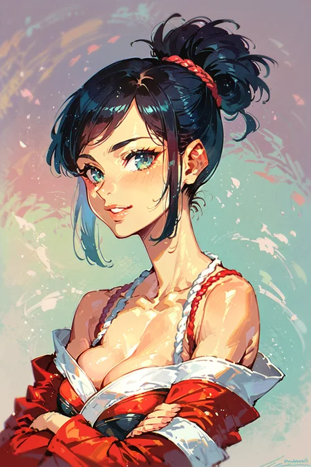 score_9, score_8_up, score_7_up, 1girl, japanse clothes, solo, solo focus, portrait, , Standing with arms crossed, <lora:2024-08-02_13-31-29-save-6615-49-0:1.3>