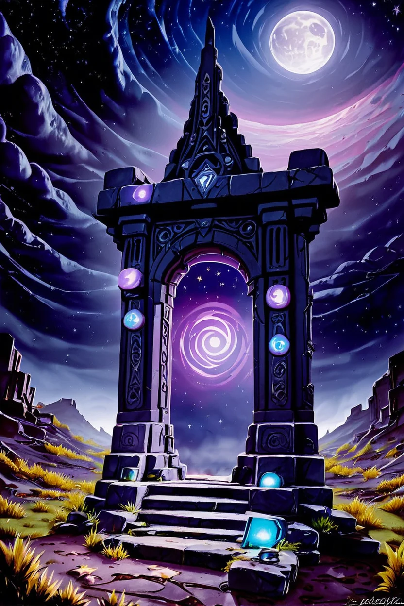 score_9, score_8_up, score_8, ,,, zzNetherPortal, outdoors, sky, no humans, night, traditional media, moon, grass, star (sky), night sky, scenery, full moon, starry sky, rock, space, painting (medium), ruins, no humans, traditional media, star (sky), night sky, starry sky, painting (medium), acrylic paint (medium), ,<lora:NetherPortalPDXL_v2:1.0>, ,,, smile, looking at viewer, ,,, embedding:zPDXL, <lora:SDXLFaeTastic2400:0.5>,