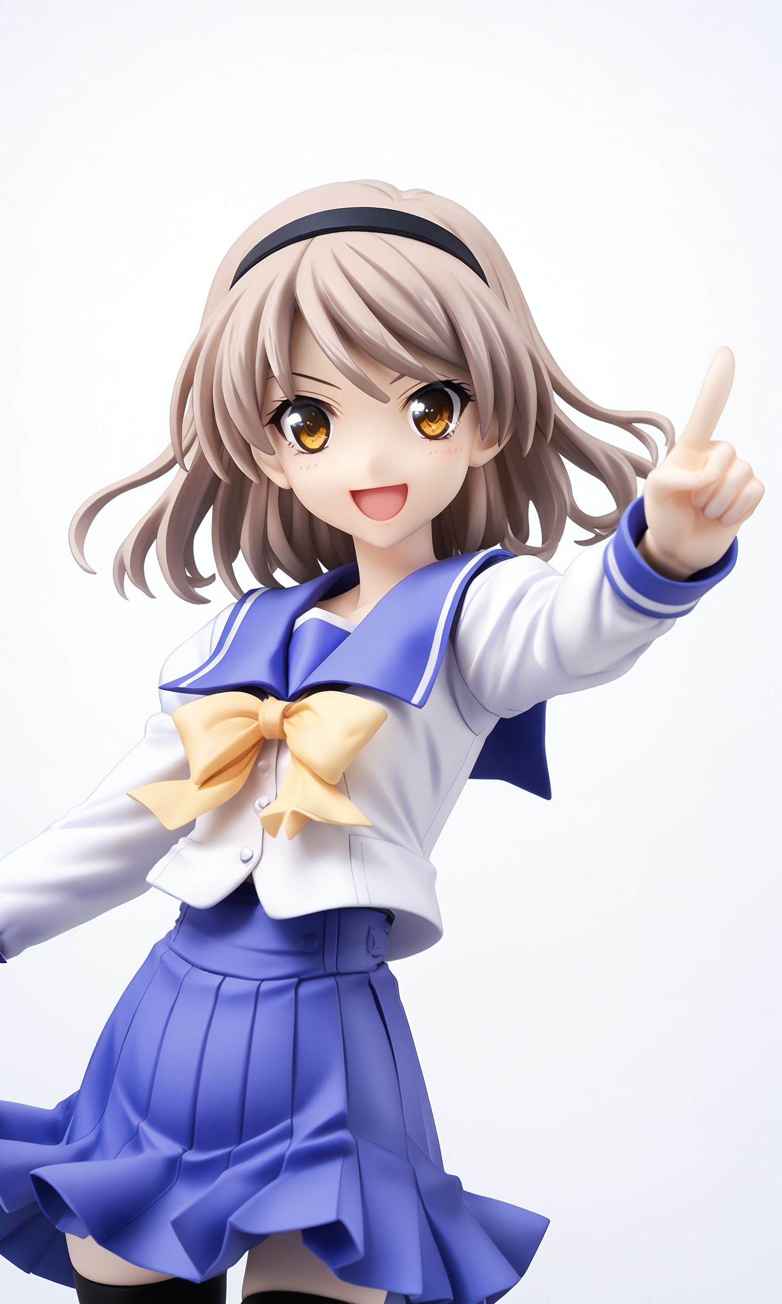 score_9,score_8_up,score_7_up,source_anime,photograph,35mm photo, realistic,
Toomine_Ririsu_\(memories_off_6\), long_sleeves_sumisora_uniform, yellow_bow, blue_pleated_skirt, black_thighhighs, black_hairband, 
1girl,solo,upper body,smile,white background,cowboy shot,pov,pointing,
<lora:MemoriesOffPony:0.6>, <lora:21585245-82bd-406c-ab06-c045a099ba55:0.4>