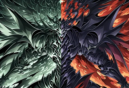 masterpiece,absurdres,rating_safe,anime,detailed linework DUALITY SEGMENTATION MIX OF dexdoru and dorugoramon