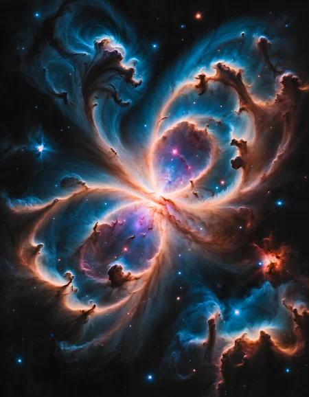dark photo of a majestic nebulae in space, 35mm cinematic, atmospheric lighting, bokeh, 