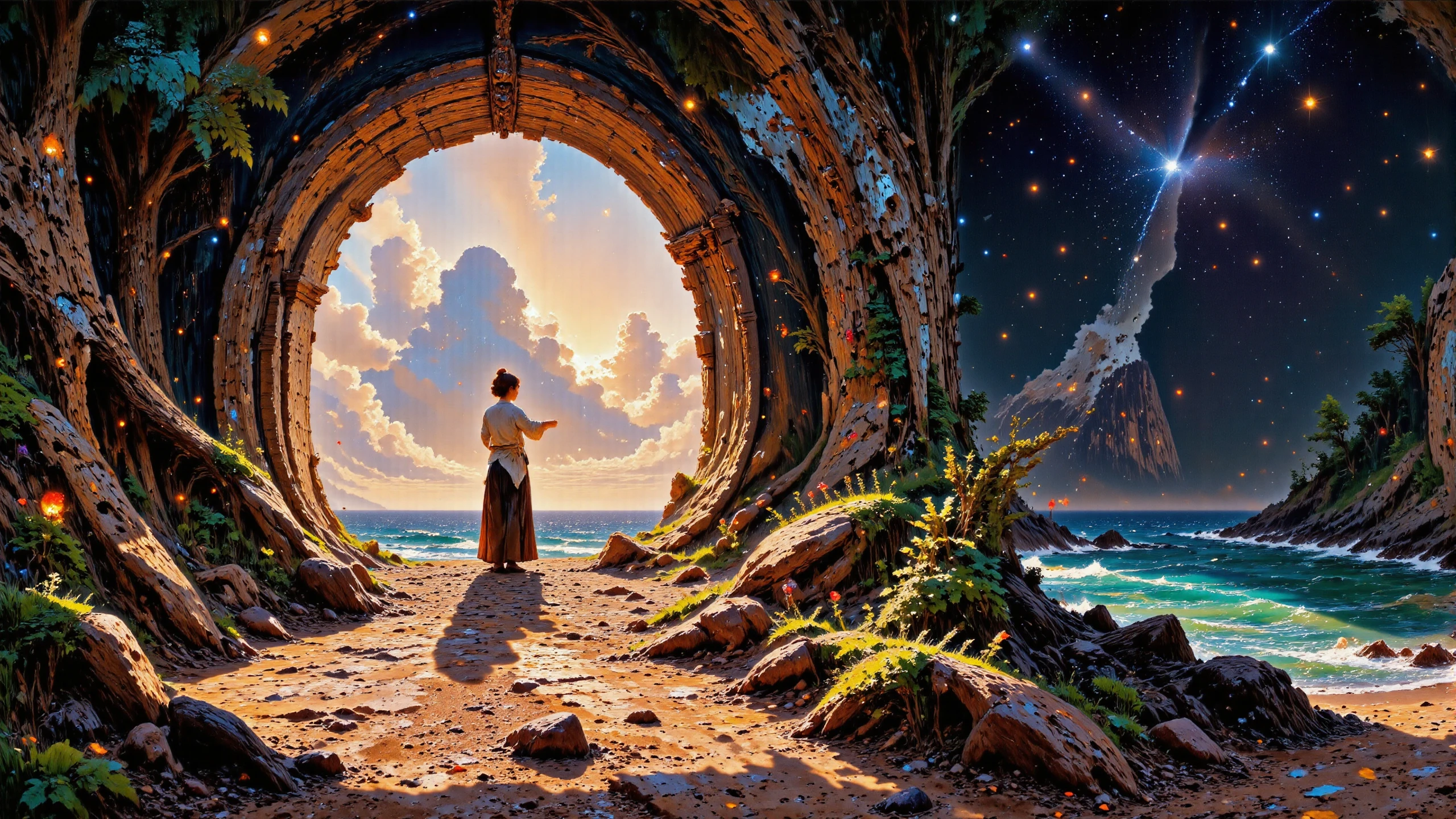 (tunnel:1.3),  beautiful (Maldivian) fantasy landscape,  evening, woman, intricate, very detailed, sharp, colorful, <lora:Hand v2:1> <lora:Anti-Blur:1> <lora:Insane Detail Slider:0.5>   <lora:Flux.1_Turbo_Detailer:0.6> <lora:flux-photo-transparent_Alpha_1.0:0.8> <lora:flux.1_lora_flyway_Epic-detail_v2:0.6> <lora:Painterly01b_CE_FLUX_AIT:0.8> pntrlyCE_style, <lora:VividlySurreal:0.8>, <lora:FluxMythP0rtr4itStyle:0.8> mythp0rt