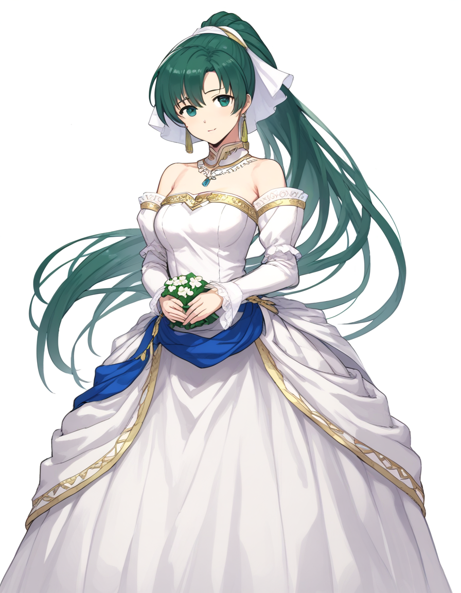 <lora:lyn_(fire_emblem)_XL_pony_bf16_v1:1>lyn \(fire emblem\),wedding dress,, BREAK score_9, score_8_up, score_7_up, BREAK source_anime, best quality, masterpiece, uncensored,<lora:sdxl_lightning_4step_lora:1>(clear eyes:1.2),zPDXLpg,rating_explicit,clear eyes,beautful eyes,