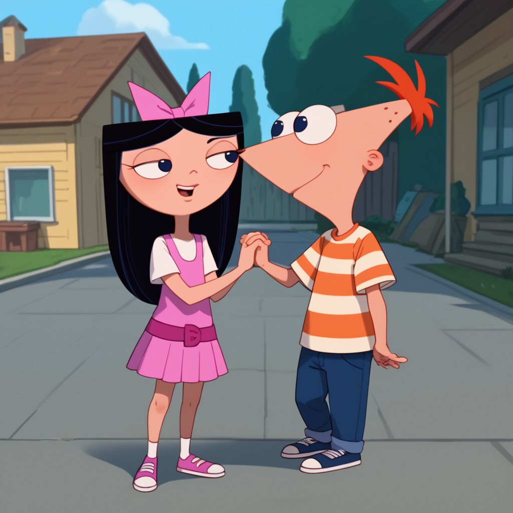 score_9, score_8_up, score_7_up, score_6_up, score_5_up, score_4_up, 1boy, 1girl, PhinBella, holding hands