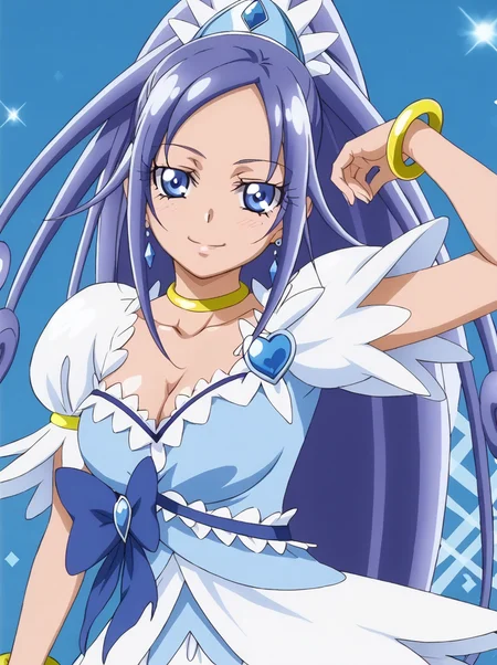 detailed background, shiny skin, posing,
<lora:curediamond.pony:1>,
curediamond,
large breasts,
blue background,
half-closed eyes, seductive smile,
