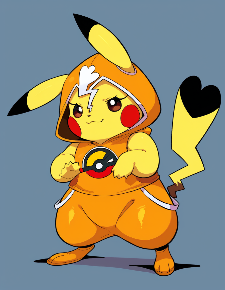 zPDXL, score_9, score_8_up, score_7_up, score_6_up, score_5_up, source_anime, 4k, absurdres, 1girl, solo, 
<lora:Cosplaychu_v1-1-20:0.8>, cosplay pikachu, pokemon \(creature\), pikachu ears, pikachu tail, feral, eyelashes, shortstack, flat chest,
wearing Yellow chicken costume with fuzzy wings, chicken head hood, yellow leggings, yellow slippers,