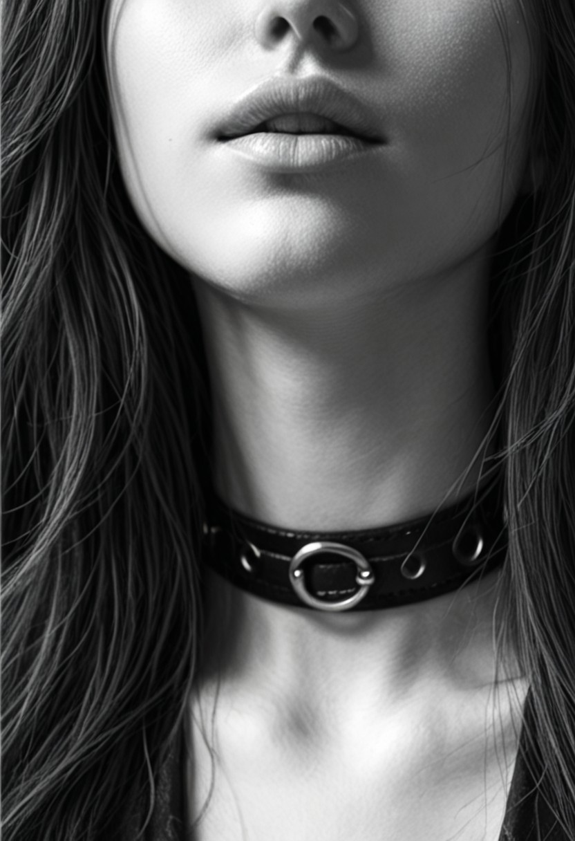 score_9, score_8_up, score_7_up BREAK
(portrait shot, close up)
1girl, long hair, pale lips, choker.
((black and white, black and while:2))