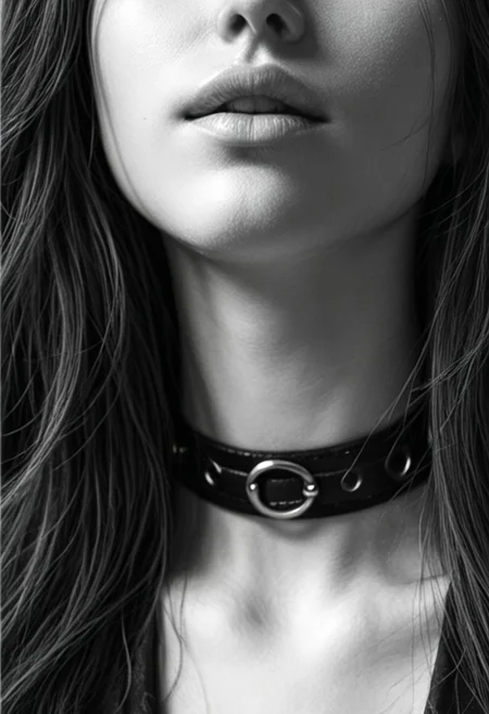 score_9, score_8_up, score_7_up BREAK
(portrait shot, close up)
1girl, long hair, pale lips, choker.
((black and white, black and while:2))