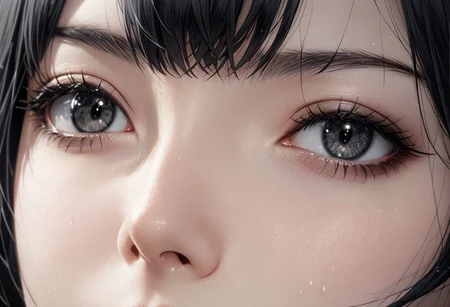 (anime, masterpiece, intricate:1.3), (best quality, hires textures, high detail:1.2), (4k),(incredibly detailed:1.4), perfect anatomy, graceful face, slim, big breasts, constricted waist, nice body, lips, arrogant look, villain, 1woman, evilish smile, high pointed nose, (nostrils:1.3), neatly 
UHD, 8K, ultra detailed, a cinematic photograph of HDR photo of Closeup photo of a beautiful natural 22-year-old woman, gray shirt soaked, pale skin,
black eyes, bob hair, black hair, evil look,