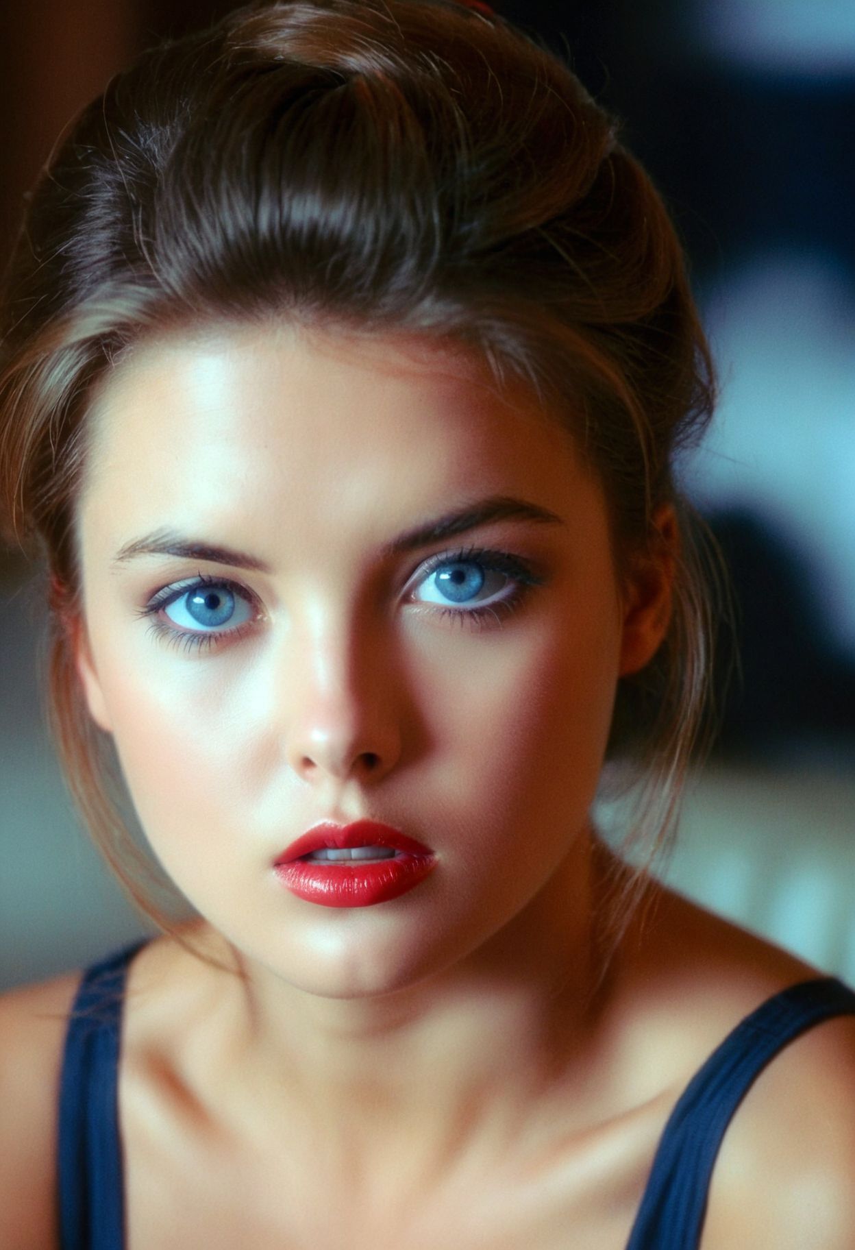 (((analog))) photo ((Kisa)) woman indoors, (face closeup, provocative expression), glossy lipstick, blue eyes, (soft focus, depth of field), ((looking at viewer, film grain, masterpiece)) <lora:EuroBabe-v4-XL:0.7>