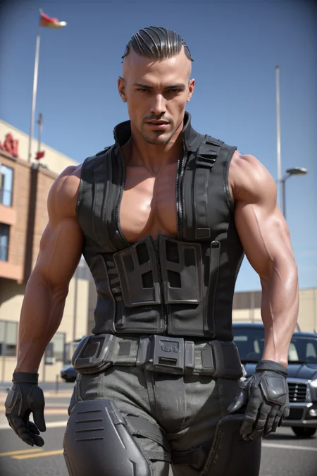 (photorealistic:1.4), <lora:TacticalAssautV1:1>, (masterpiece:1.4),(best quality:1.4)(high_resolution:1.1) , (1man, male body, male face, oily skin, wearing tactical_assaut t-shirt gloves), ((upper body)), ((thin hair, realistic hair:1.2)), ((thin beard)),
<lora:muscle_slider_v1:2>,
<lora:weight_slider_v2:-1>,
<lora:hair_length_slider_v1:1>,
<lora:Background_Detail_v3:0.4>,
<lora:add_detail:0.5>