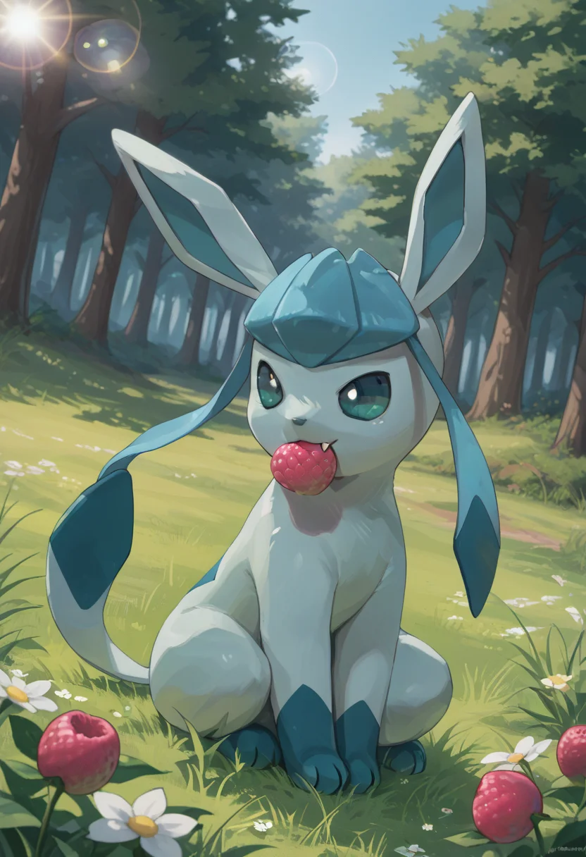 score_9, score_8_up, score_7_up, source_anime BREAK
forest, trees, grass, sunbeam, lens flare, flowers, solo
GL4C30N, quadraped, light blue skin, teal paws, long ears, tail, teal eyes
sitting, sideview, eating berry, dutch angle, happy, fang, mouth hold
<lora:Glaceon_Pokemon:1>