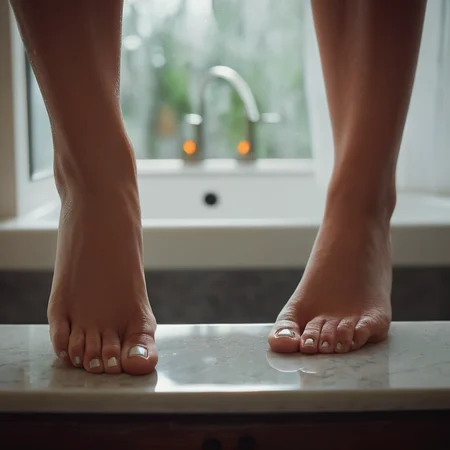 cinematic film still of <lora:perfection style:1>
A perfect photo of a woman's legs are shown on a table,1girl,solo,barefoot,indoors,blurry,feet,legs,window,toes,blurry background,realistic,bathroom,lower body , detailed face, detailed body, detailed hands, detailed eyes, detailed nose, detailed ears, detailed hair, detailed, perfection, detailed teeth, detailed skin texture, wrinkly, detailed fingers, detailed mouth, beauty, realism, real, detailed hair, detailed pores, detailed background, sharp image, detailed lips, different race, different color, different haircut, different skin tone, different, different people, different pose, perfection style, shallow depth of field, vignette, highly detailed, high budget, bokeh, cinemascope, moody, epic, gorgeous, film grain, grainy