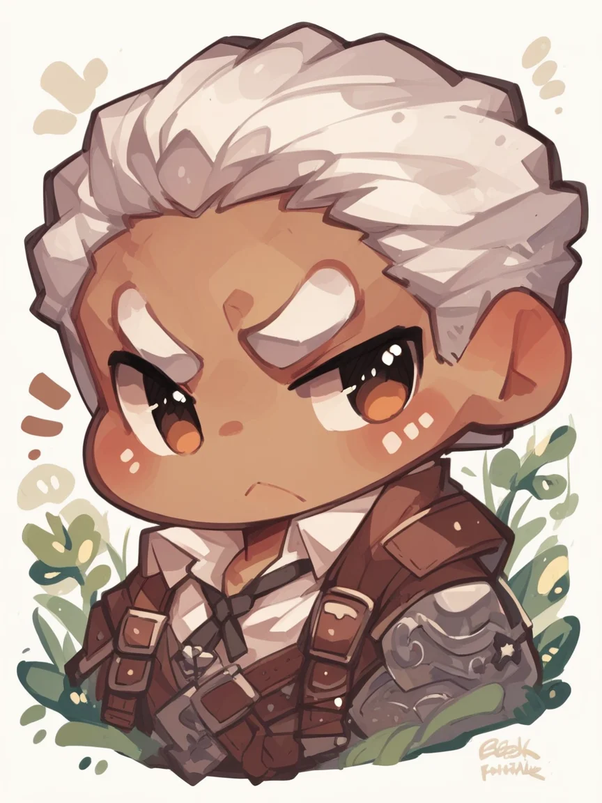 score_9, score_8_up, score_7_up, score_6_up, score_5_up, score_4_up, <lora:jrXLP:1> jr, chibi, 1boy, white hair, portrait,