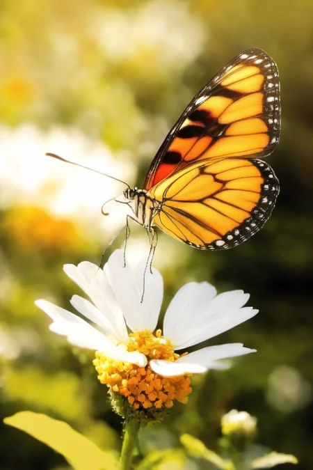 <lora:nature sdxl:0.8>flower, no humans, wings, bug, blurry, white flower, butterfly, solo, depth of field, butterfly wings, antennae