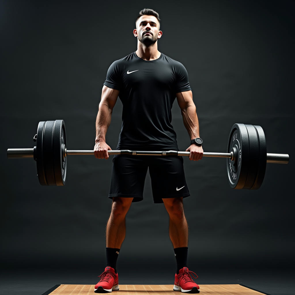 <lora:Hand v2:1>
detailed edges, detailed image, perfection style, A detailed and A perfect photo of a man is lifting a barbell in a competition, hand focus, cinematic hand, best hand, better hand, awesome hand, different hand, solo, looking at viewer, short hair, shirt, black hair, 1boy, full body, male focus, thighs, shoes, shorts, socks, artist name, black shirt, muscular, facial hair, black shorts, pectorals, muscular male, red footwear, bara, large pectorals, bulge, realistic, very short hair, chest hair, leg hair, arm hair, exercise, hairy, nike, gym, dumbbell, weightlifting, perfection, different color, perfect color, realistic, realism, detailed background, perfect background, different background, perfect style, perfection style, detailed style, thick thighs, sneakers, mature male, sideburns, buzz cut, nike (company)