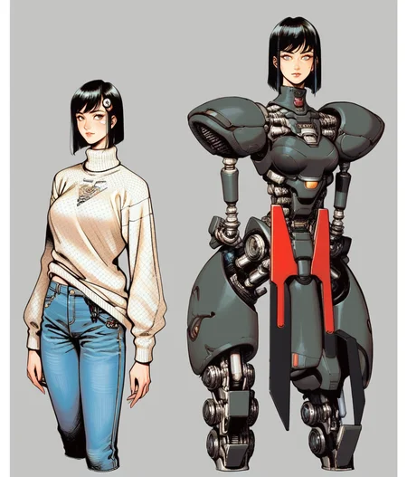 hip cyborg lady, Oversized sweater Boyfriend jeans, everything, retroscifi, anime
score_8_up <lora:Retroscifi-Pony1-000011:1>