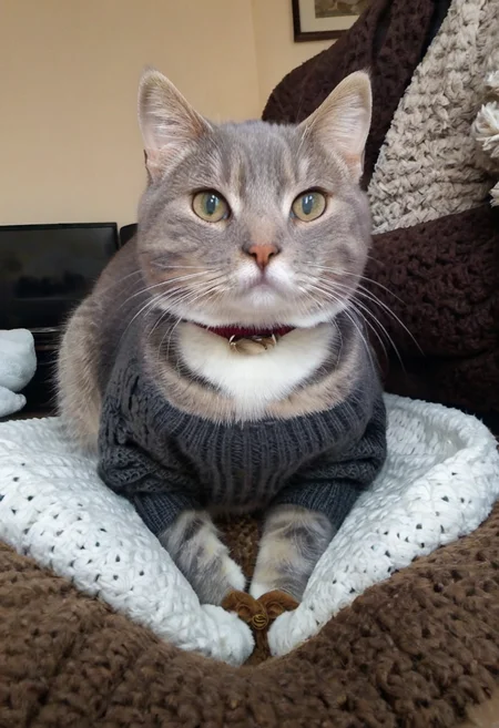 realistic photo, (sharp focus, highly detailed, 4k, 8k, best quality, masterpiece, ultra highres:1)m <lora:fpz:0.88>, fpz, 1cat, cat, wearing a turtleneck sweater, wearing yoga pants