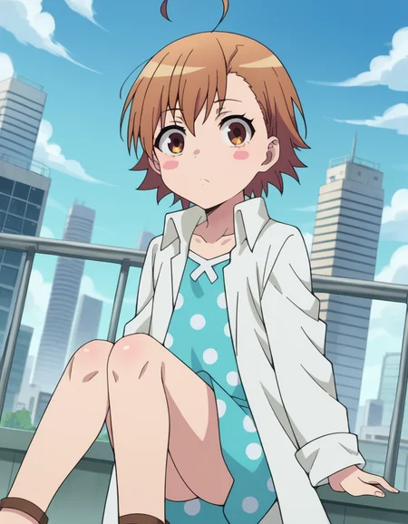 score_9, score_8_up, score_7_up, source_anime,
lastorder, <lora:last-order-acc1-ponyxl-lora-nochekaiser:1>,
last order, last order \(toaru majutsu no index\), short hair, brown hair, brown eyes, ahoge, blush, blush stickers,
dress, blue dress, sandals, polka dot, labcoat, polka dot dress,
outdoors, cityscape,
looking at viewer, dutch angle, cowboy shot,
