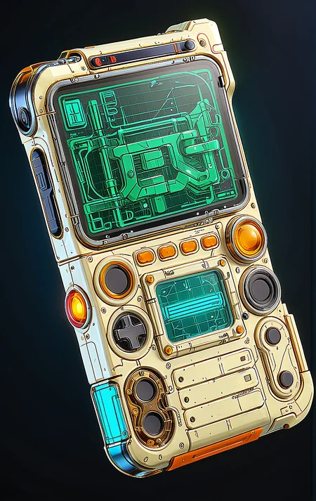 (cel-shading:2)+, (in ARTIST style:1.5), (masterpiece:1.8), glow neon, neon, hyperrealism, glossy, shinny, clear image, accurate picture, clear picture, precise image, focused image, Science fiction style,
32k UHD, cute 1girl with
((science fiction texture, science fiction skin, someplastic, no humans, cable, science fiction, from above, old style, device, wearable item
)handheld game console, still life, retro, old style, old phone, device, wearable item)
armour, tiny waist,
(masterpiece:1.8), (highest detailed:1.8), (angle:1.8), perfectly lighted, (contrast), (saturated), (((sharp focus))),
(hyperdetailed:1.3), (intricate details:1.2), (Refined details:1.3), (best quality:1.5), highly detailed textures, vibrant colors,
<lora:add-detail-xl:0.6> (ultra sharp focus:1.8), (detailed skin:1.8), (thin lines:1.8), (best quality:1.8),
<lora:Apparatus_-_Traction_City_Walkers_Vehicles:0.7>,
<lora:Someplastic_b:0.8>,