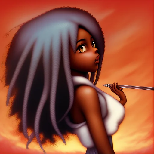 african moe anime black-waifu musume fanart, natural 4c afro hair