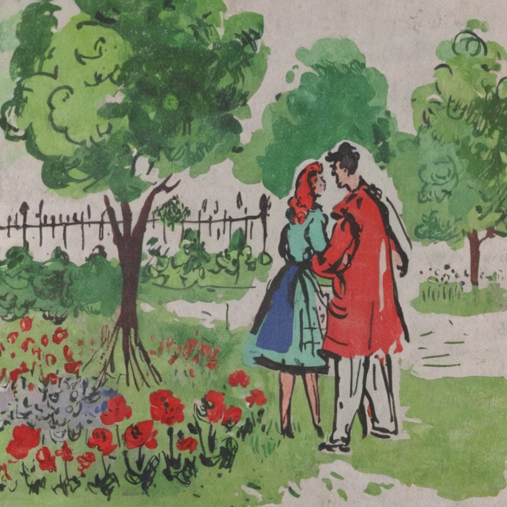 grabianski-sk lovers in garden, very detailed<lora:grabianski-sk:1>