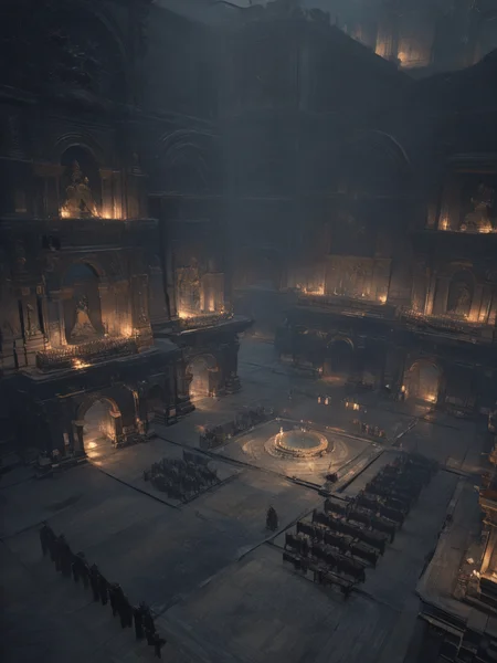 score_9, score_8_up, score_7_up, Fighting scene, shot from above, looking up against all odds, woman, pale skin, large breasts, lace-up cords, corset, black combat boots, Long white hair, young face, <lora:Dark_Souls_III_Cathedral_of_the_Deep_Style_Background_r1:1> CotDeep, A temple hall, arrayed on the altar of sacrifice, in quiet repose, floating candles of red wax ensconced alight,highly detailed