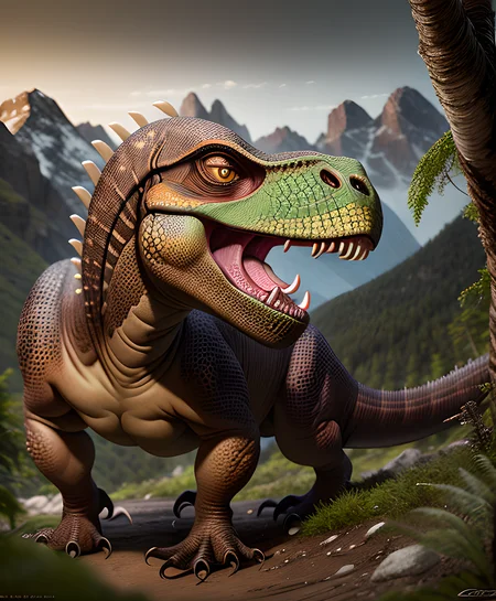 raptor, dinosaur, glowing eyes, scary, teeth, closeup, detailed body, detailed scales, green eyes, realistic hd <lora:silavra:0.6> artstyle, (extremely detailed CG unity 8k wallpaper), full shot body photo of the most beautiful artwork, professional majestic oil painting, trending on ArtStation, trending on CGSociety, Intricate, High Detail, Sharp focus, dramatic, photorealistic painting art, night, wilderness, mountains