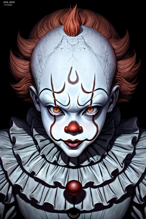 Pennywise achieving enlightenment, 3rd eye open wide, Junji Ito, hyper-realistic, highly detailed, horror, 8k, 4k, (highres:1.1), best quality;