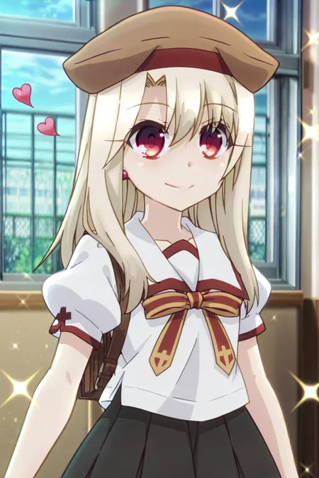 detailed background, shiny skin, posing,
heart, bloom, glitter, sparkle,
<lora:prisma.il:1>,
prisma,
illya, school,