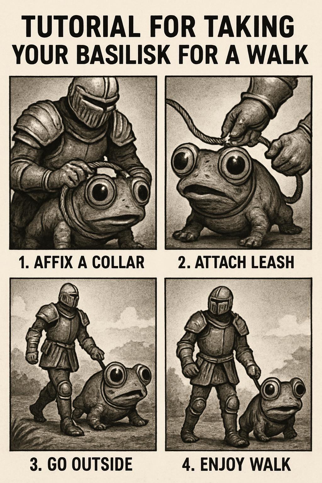 Tutorial for taking your Basilisk (Dark Souls) for a walk