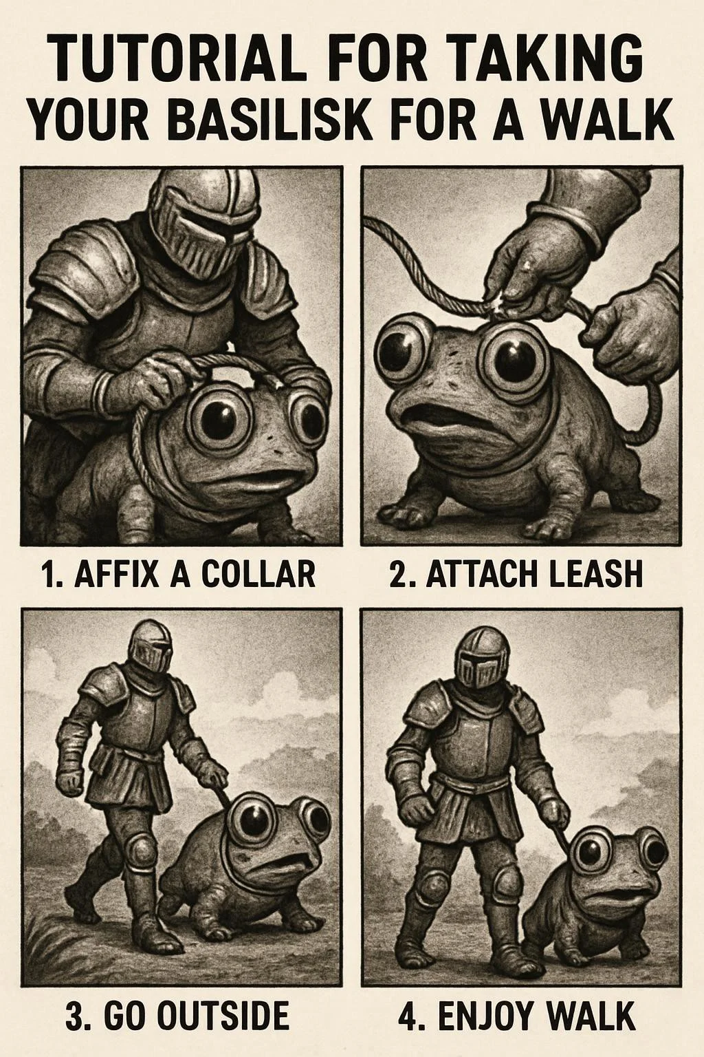 Tutorial for taking your Basilisk (Dark Souls) for a walk