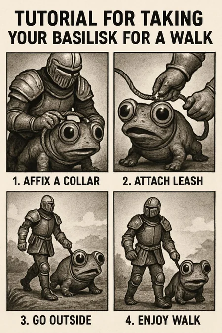 Tutorial for taking your Basilisk (Dark Souls) for a walk