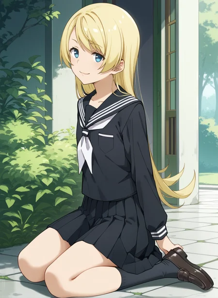 score_9,score_8_up,score_7_up,source_anime,anime,nsfw,rating_explicit,uncensored,High quality,Ultra detailed,best quality,insanely detailed,beautiful,masterpiece,prefect lighting BREAK
<lora:shiina_anzu_V1:1>,(shiina_anzu, blonde hair, long hair, blue eyes, flat chest, school uniform, serafuku, black serafuku, long sleeves,pleated skirt,socks,shoes),1girl,solo,outdoors,smirk,kneeling,from_side,full body,looking_at_viewer,