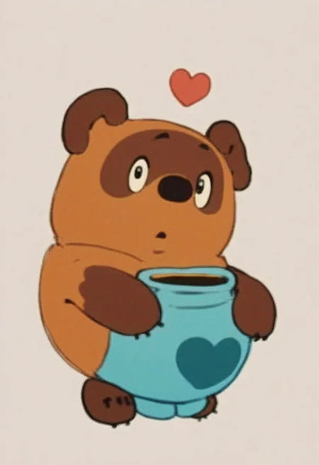 score_9, score_8_up, score_7_up, zPDXL3, winniepoohfromussr, no humans, bear, furry, honey pot in hands with heart label