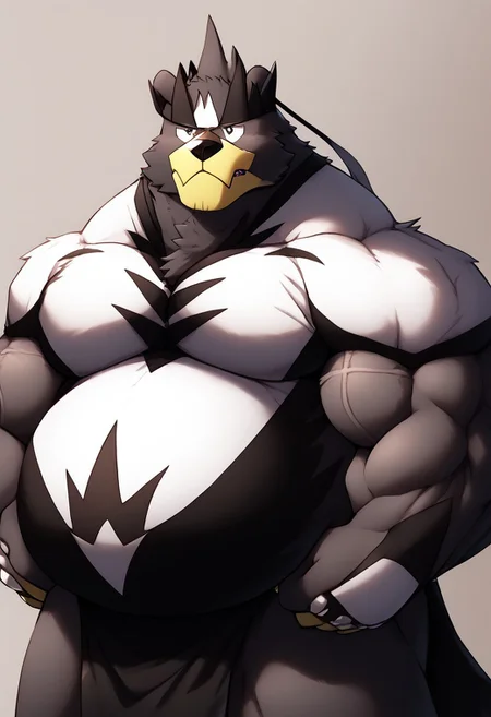 high quality, masterpiece,digital media \(artwork\), detailed fur, detailed muscles, musclegut, big belly, round belly, soft belly, detailed face, detailed eyes, reshadexl, beer belly, protruding belly, bloated belly, belly inflation
BREAK
<lora:urshifuxl-09:1>, urshifu